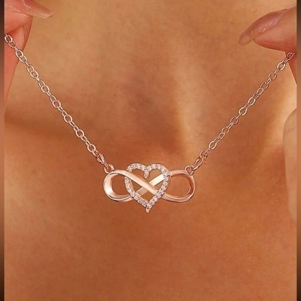 14k Rose Gold Infinity Heart Necklace
